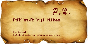 Pöstényi Mikes névjegykártya